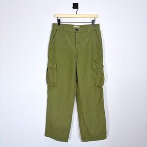 Madewell Utility Wide Leg Cargo Pants Olive Green Cotton Blend Women Size 27